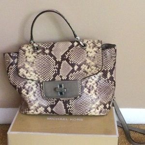 Michael Kors Emery Crossbody Satchel Embossed Leather